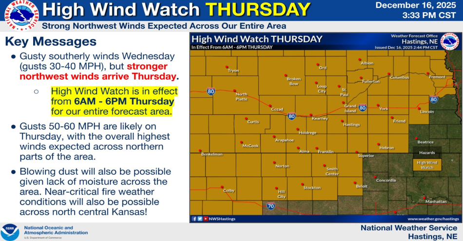 High Wind Watch Thursday, December 18th 