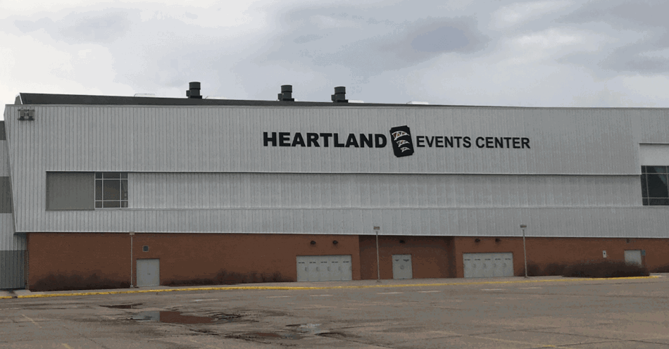 South side of the Heartland Events Center building.